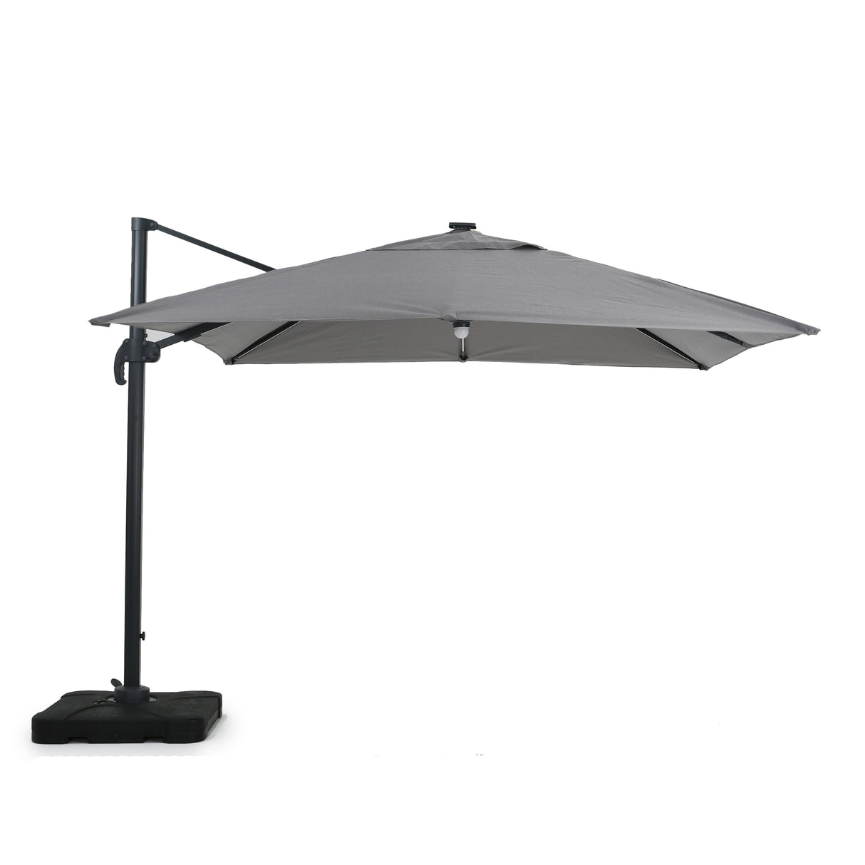 Delray Outdoor 9.7 ft. Canopy Umbrella with Base and Solar Light Strip by Christopher Knight Home