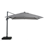 Delray Outdoor 9.7 ft. Canopy Umbrella with Base and Solar Light Strip by Christopher Knight Home