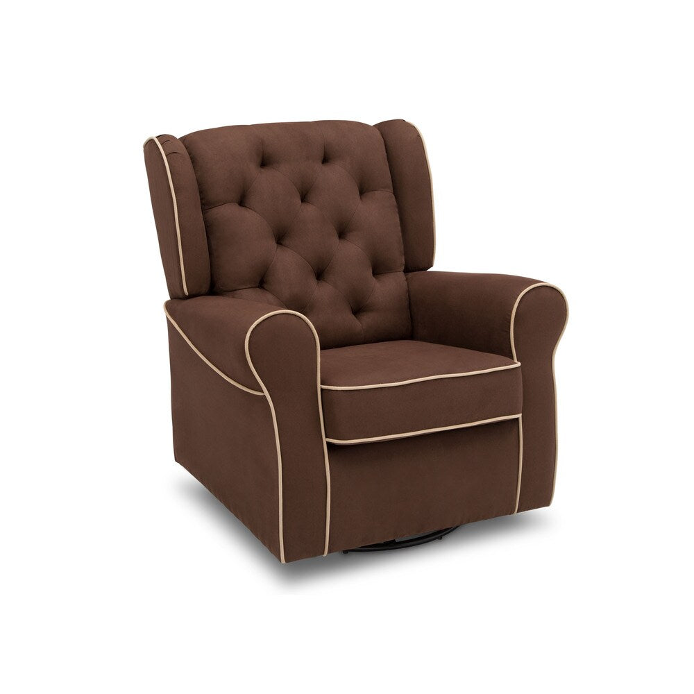 Delta Children Emerson Nursery Glider Swivel Rocker Chair, Cocoa with Beige Welt