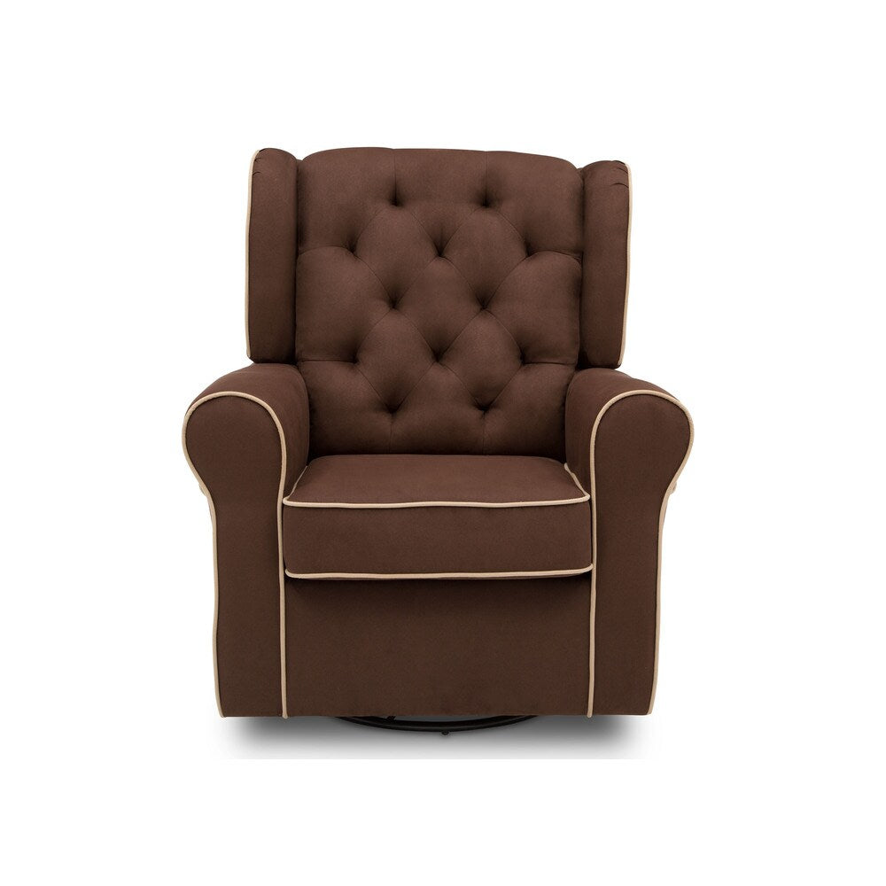 Delta Children Emerson Nursery Glider Swivel Rocker Chair, Cocoa with Beige Welt