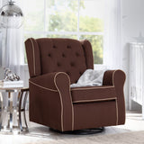 Delta Children Emerson Nursery Glider Swivel Rocker Chair, Cocoa with Beige Welt