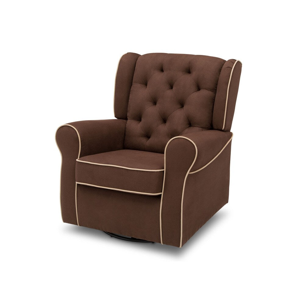 Delta Children Emerson Nursery Glider Swivel Rocker Chair, Cocoa with Beige Welt