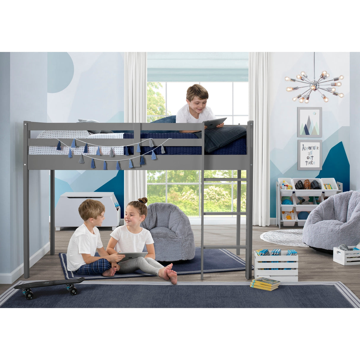Delta Children Low Twin Loft Bed with Guardrail and Ladder