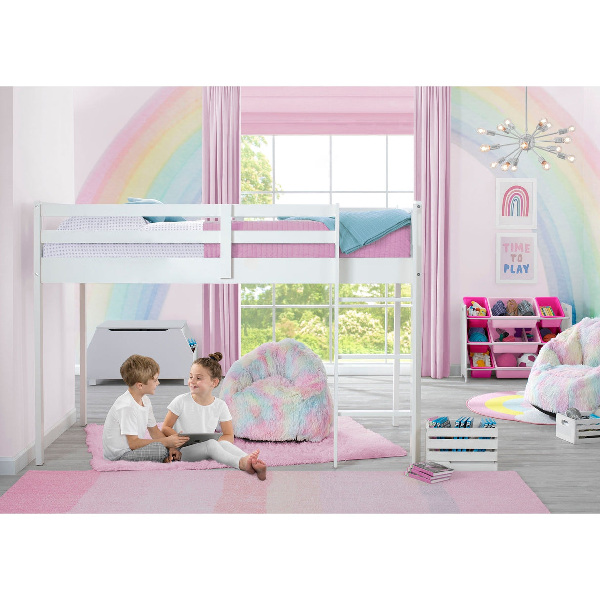 Delta Children Low Twin Loft Bed with Guardrail and Ladder