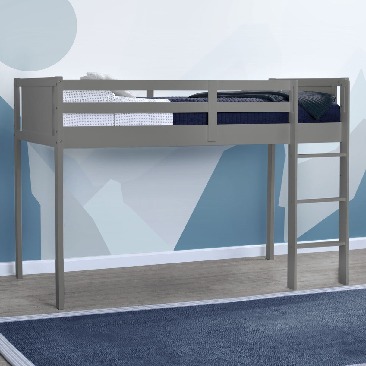 Delta Children Low Twin Loft Bed with Guardrail and Ladder