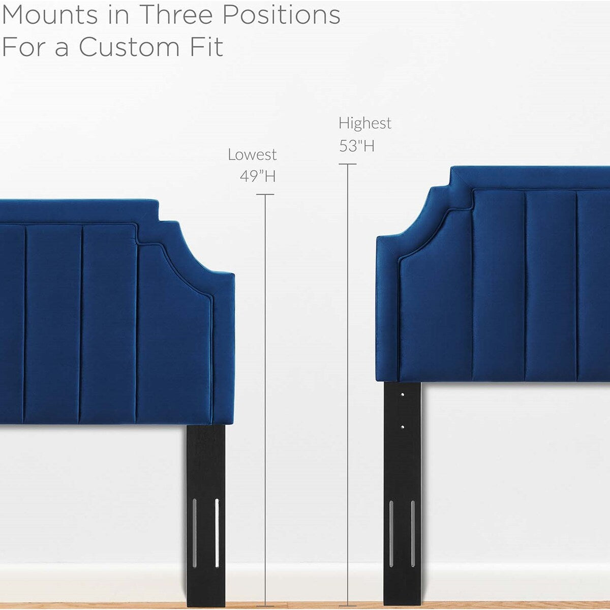Deltona Blue Velvet Upholstered Twin Size Headboard