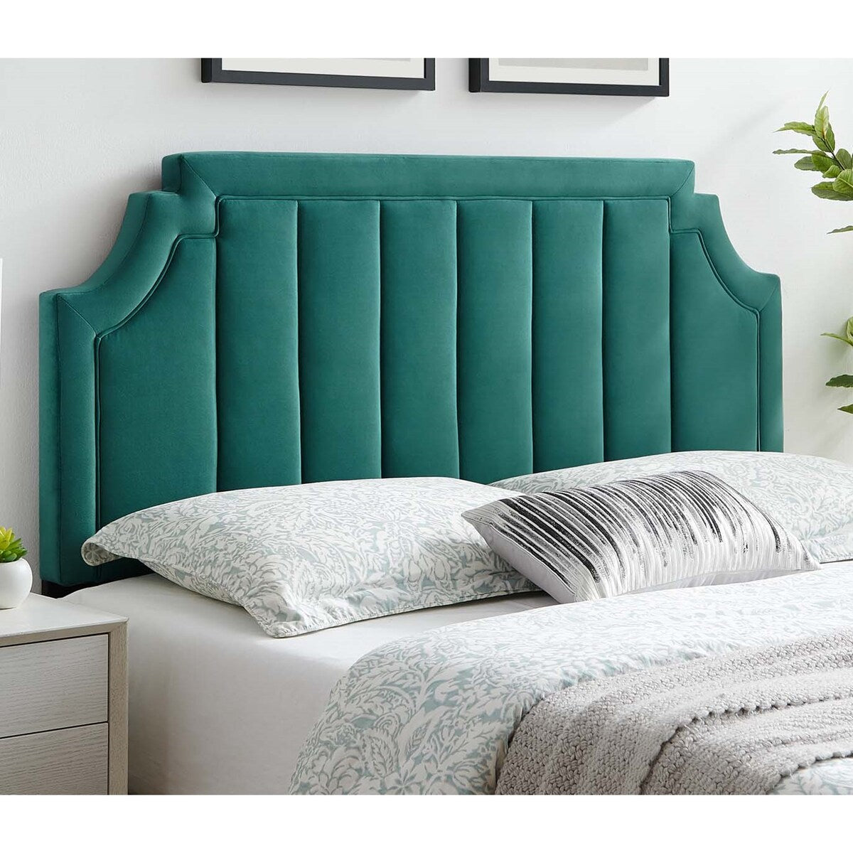 Deltona Green Velvet Upholstered Twin Size Headboard