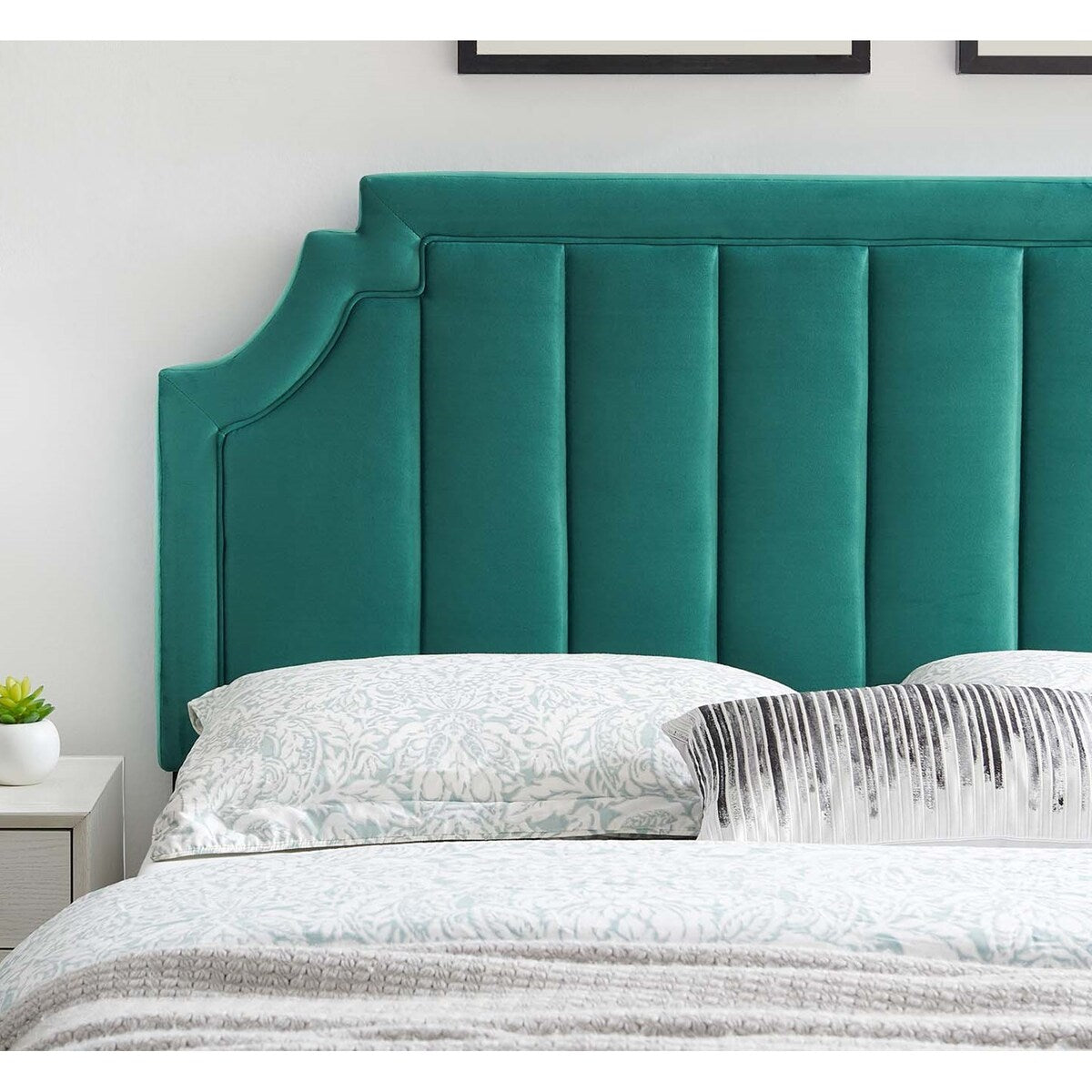 Deltona Green Velvet Upholstered Twin Size Headboard