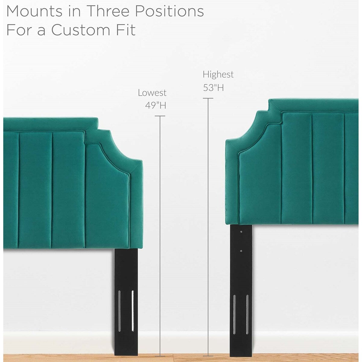Deltona Green Velvet Upholstered Twin Size Headboard