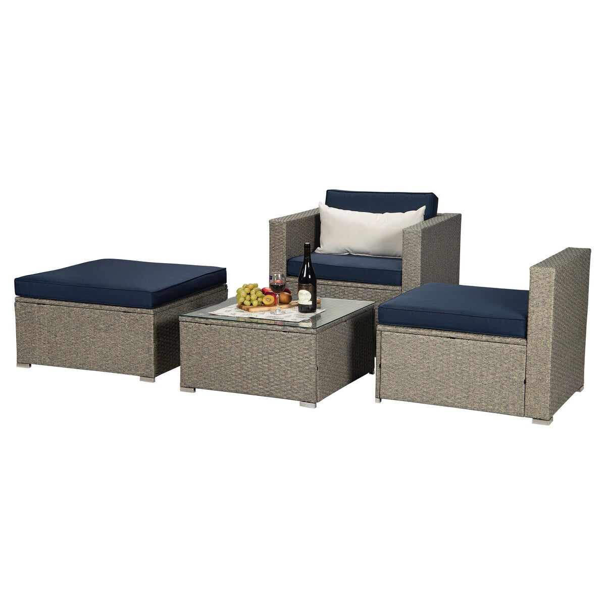 Deluxe PE Rattan Outdoor Sofa Set with Comfortable Cushions and Bonus Pillows