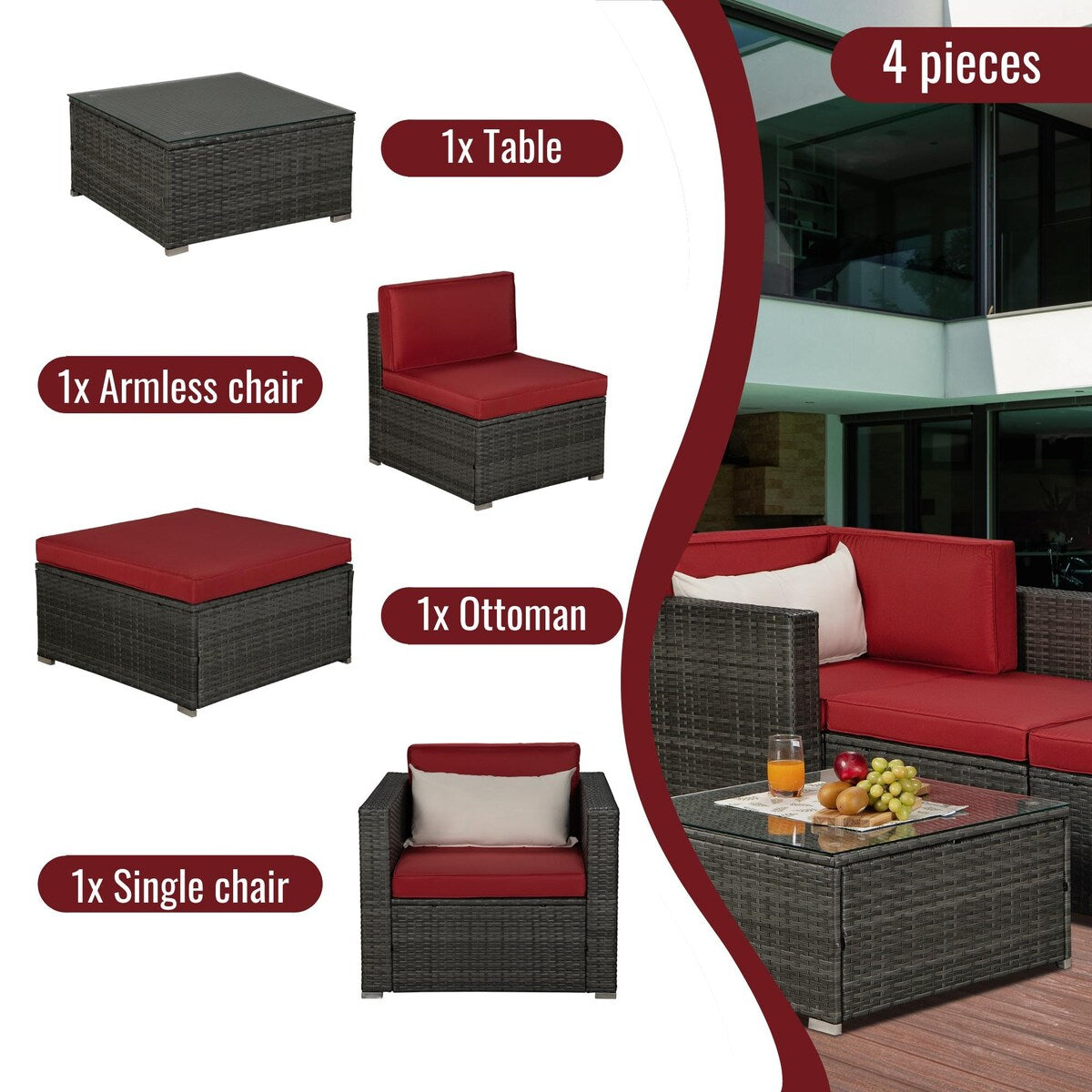 Deluxe PE Rattan Outdoor Sofa Set with Comfortable Cushions and Bonus Pillows