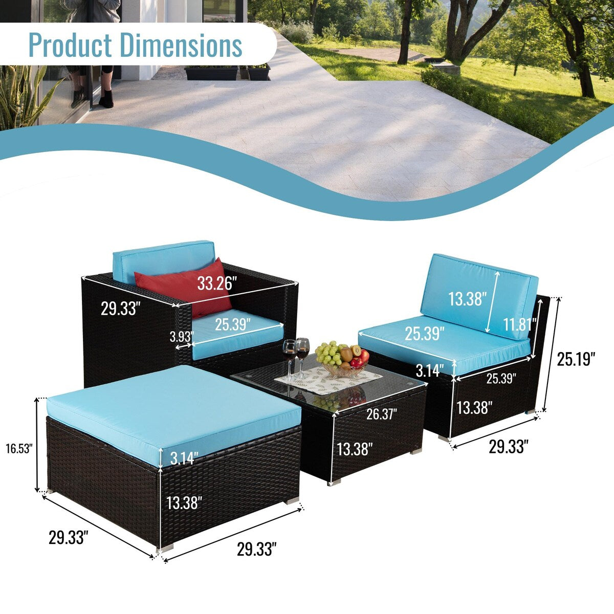 Deluxe PE Rattan Outdoor Sofa Set with Comfortable Cushions and Bonus Pillows