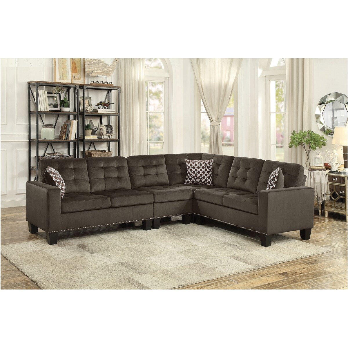 Demetra Chocolate Fabric Living Room Set