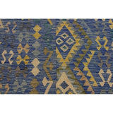 Demetric Blue/Gray Hand-Woven Kilim Wool Rug - 6'9 x 9'7 - 6'9" x 9'7"