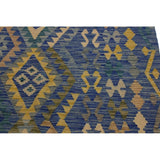 Demetric Blue/Gray Hand-Woven Kilim Wool Rug - 6'9 x 9'7 - 6'9" x 9'7"