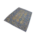 Demetric Blue/Gray Hand-Woven Kilim Wool Rug - 6'9 x 9'7 - 6'9" x 9'7"