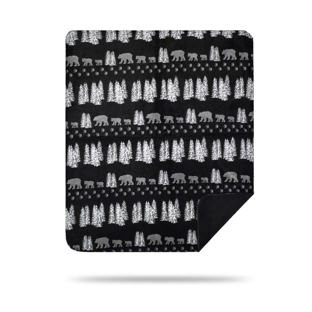 Denali Black Denali Bear/Black Microplush Blanket