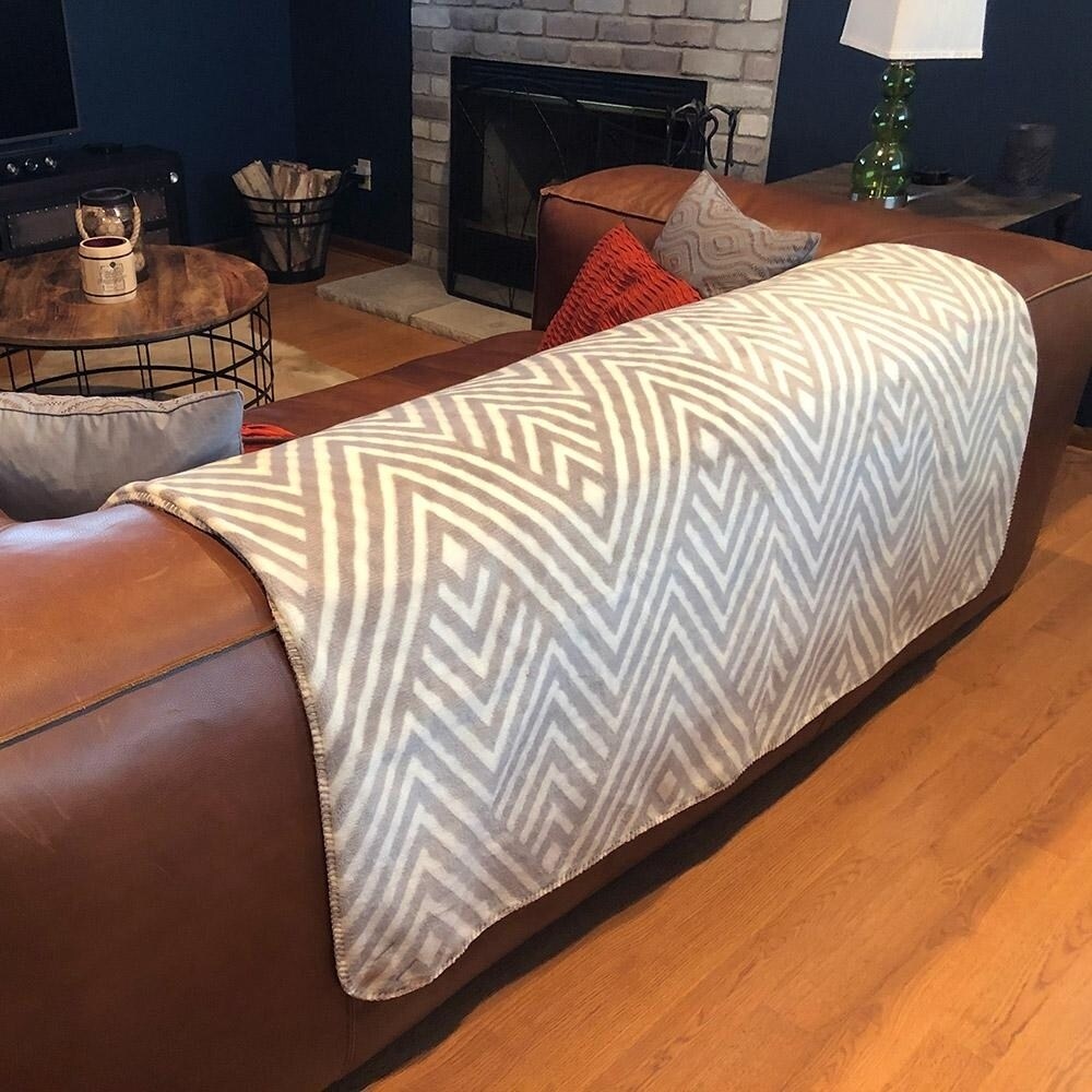 Denali Zig Zags/Light Grey Microplush Blanket