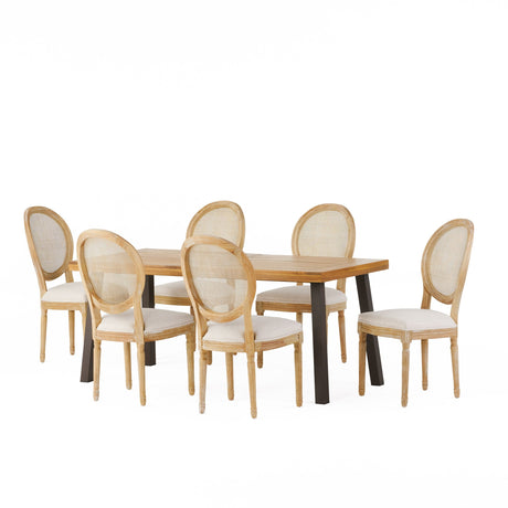 Dero Fabric and Wood 7 Piece Dining Set by Christopher Knight Home