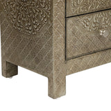 Deschutes Indoor Mango Wood and Iron Embossed Handcrafted 3 Drawer Nightstand by Christopher Knight Home