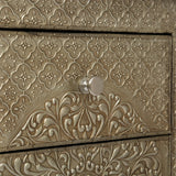 Deschutes Indoor Mango Wood and Iron Embossed Handcrafted 3 Drawer Nightstand by Christopher Knight Home