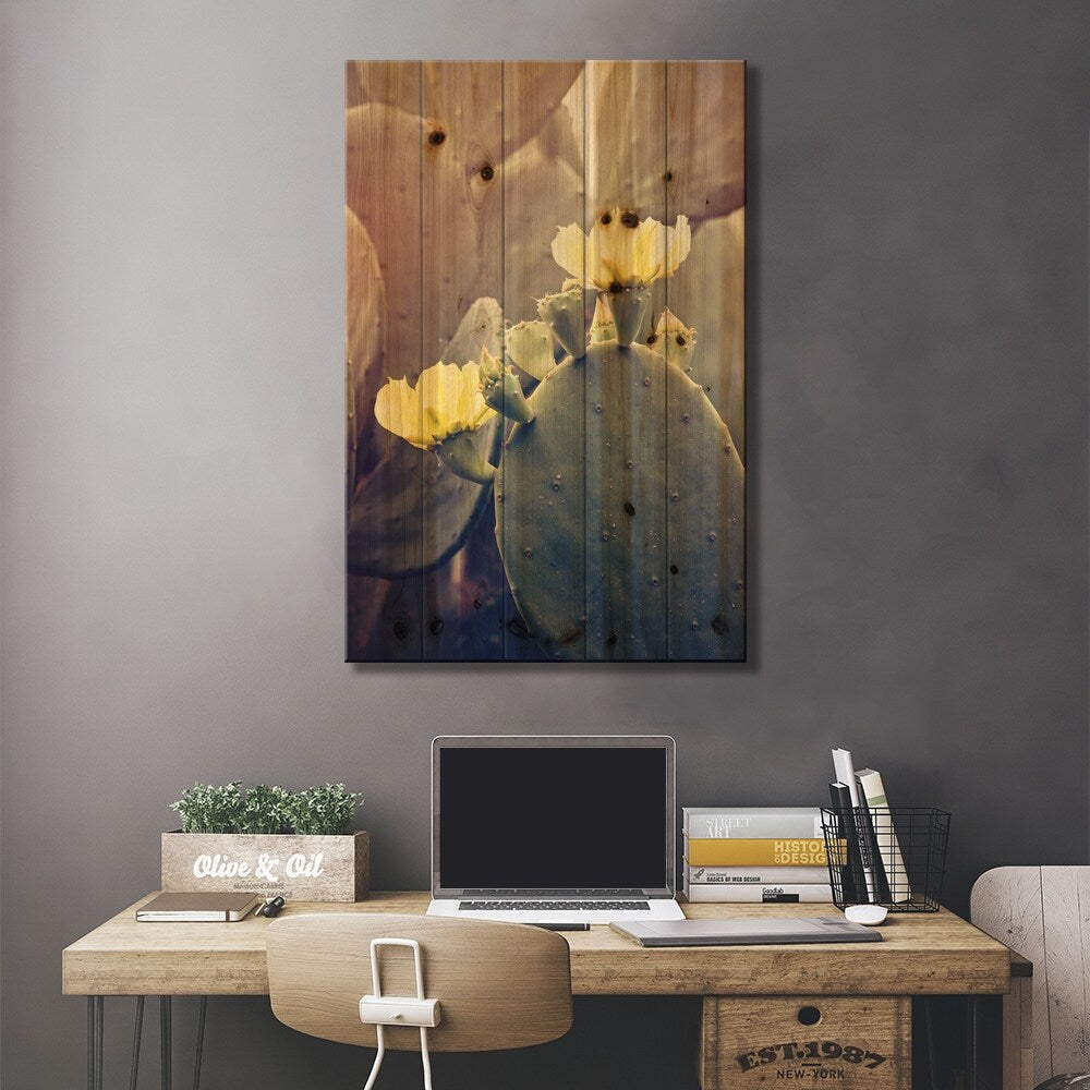 Desert Rose Print On Wood by Ann Hudec - Multi-Color