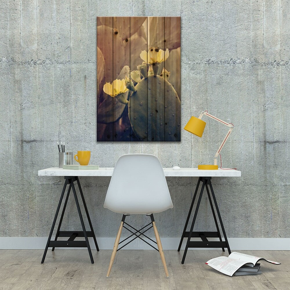 Desert Rose Print On Wood by Ann Hudec - Multi-Color