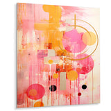 Design Art "Pink Gold Island Sunrise Collage" Abstract Collages Metal Wall Art - Pink Wall Décor Modern Metal Art Work