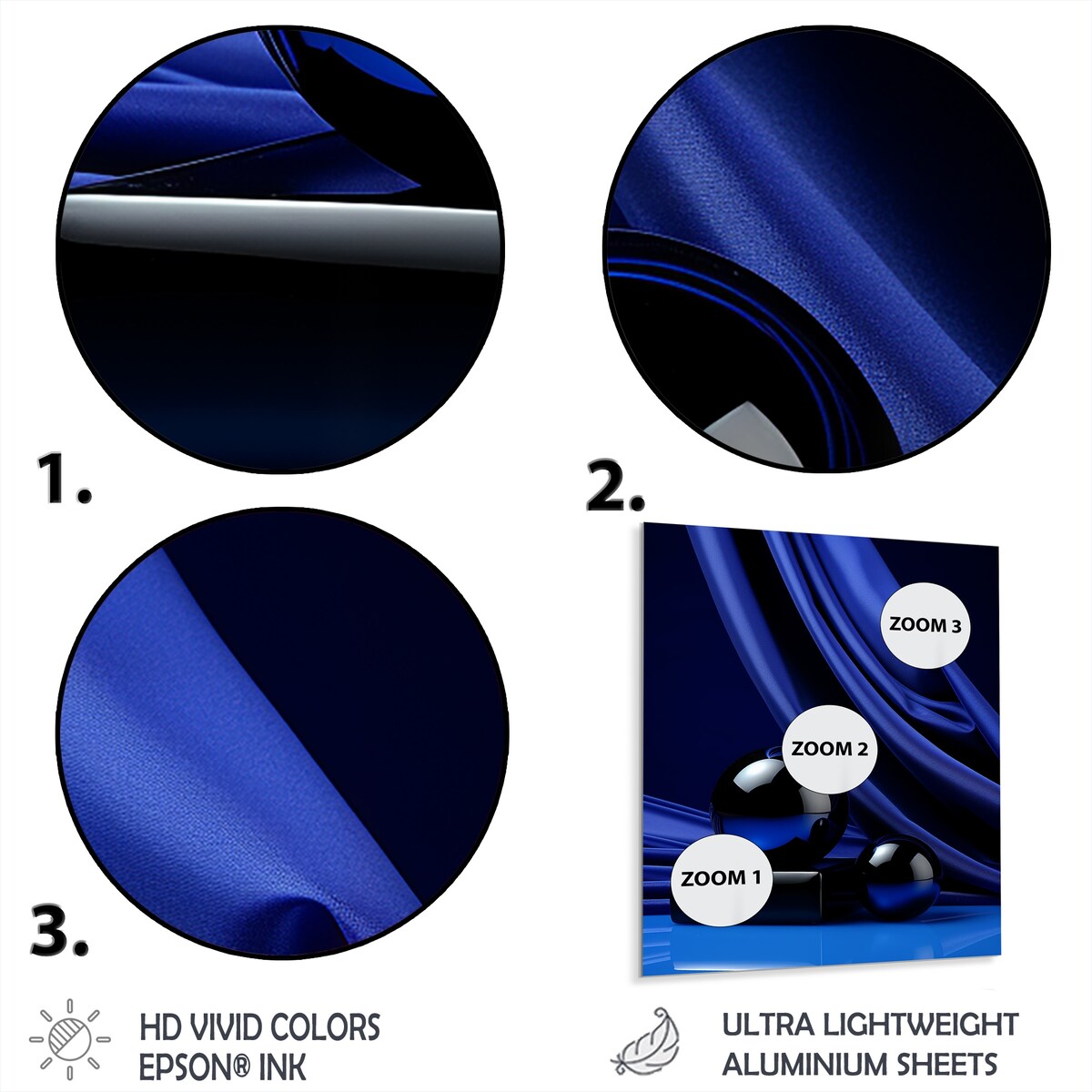 Design Art "Sapphire Serenade Abstract Collages I" Abstract Collages Blue Metal Wall Art - Modern Metal Art Work