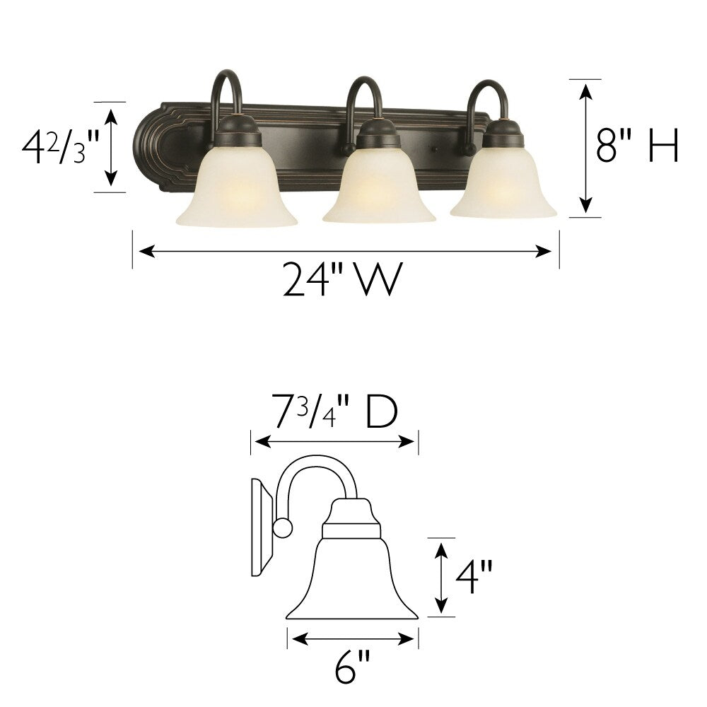 Design House 506618 Allante 3-Light Vanity Light, Oil Rubbed Bronze - Oil Rubbed Bronze