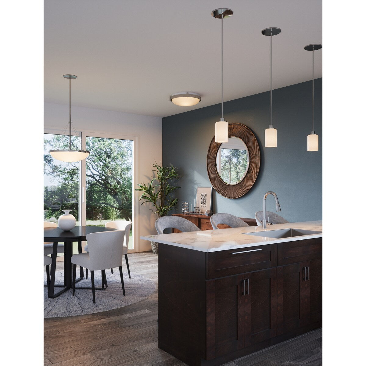 Design House 587352 Aubrey Transitional 1-Light Integrated LED Indoor Mini Pendant Dimmable Frosted Glass
