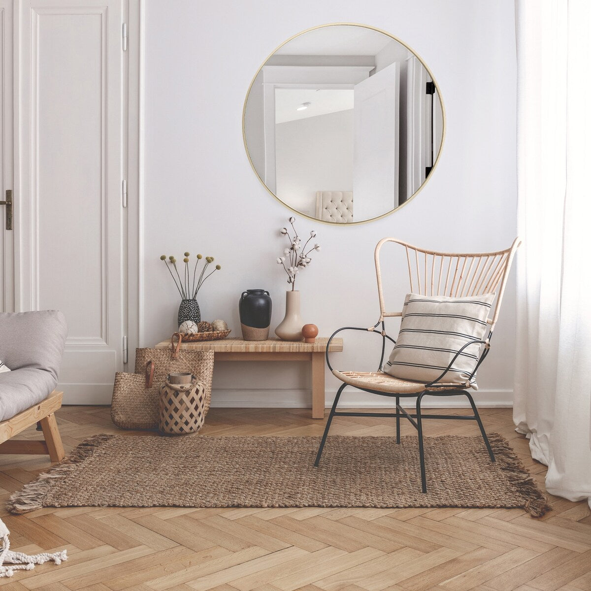 Design House 596536-GLD Kenna 36-Inch Modern Metal Framed Round Decorative Wall Accent Mirror