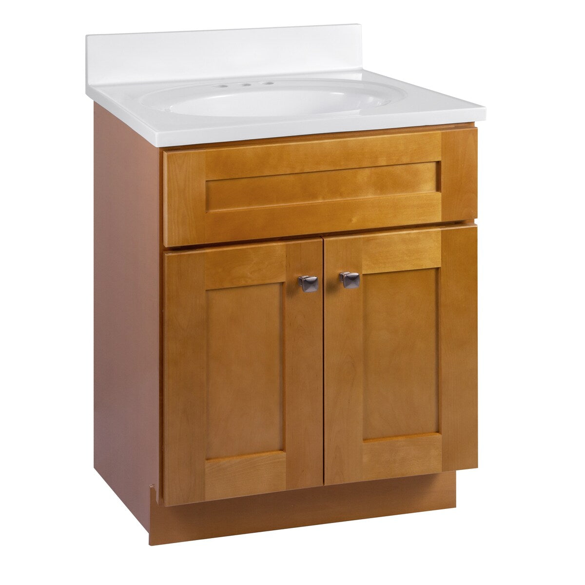 Design House 597864 Brookings Shaker 2-Door Bathroom Vanity with Cultured Marble 4 inch Centerset Solid White Top