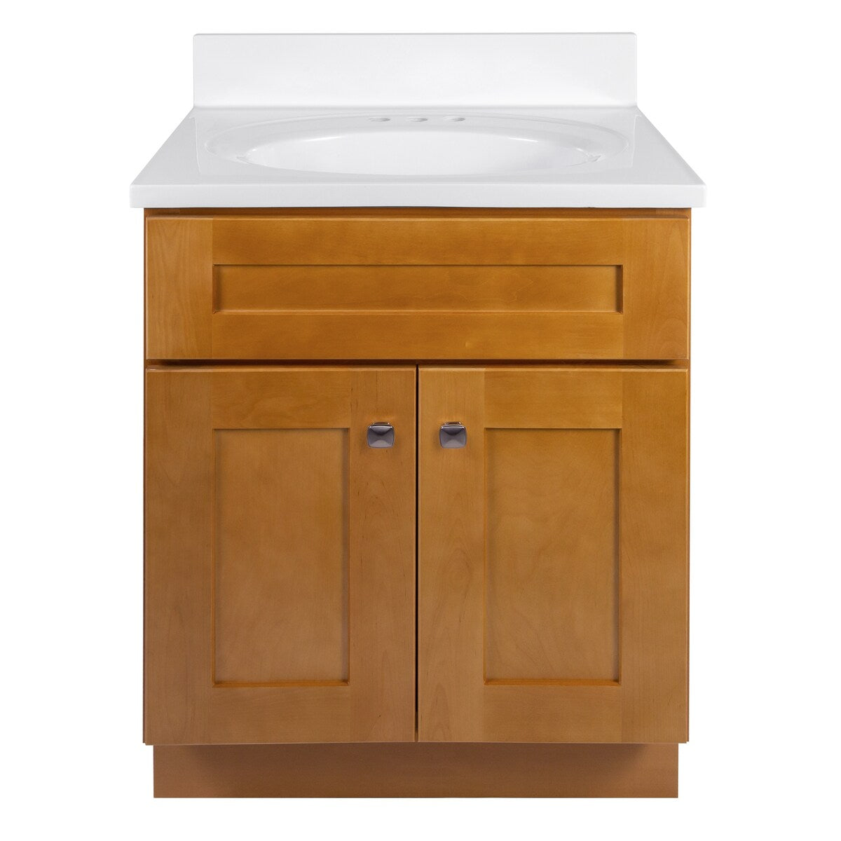 Design House 597864 Brookings Shaker 2-Door Bathroom Vanity with Cultured Marble 4 inch Centerset Solid White Top