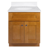 Design House 597864 Brookings Shaker 2-Door Bathroom Vanity with Cultured Marble 4 inch Centerset Solid White Top
