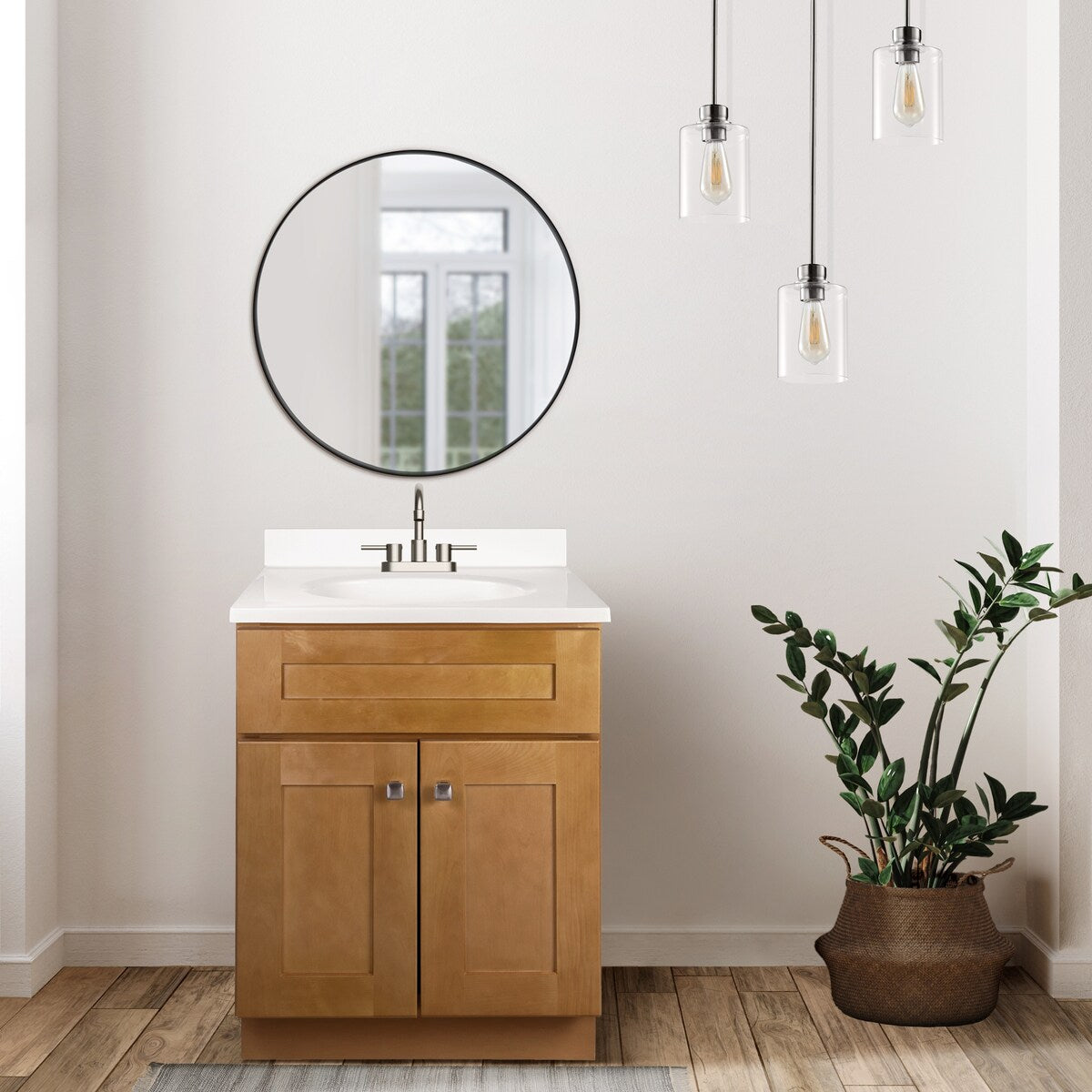 Design House 597864 Brookings Shaker 2-Door Bathroom Vanity with Cultured Marble 4 inch Centerset Solid White Top