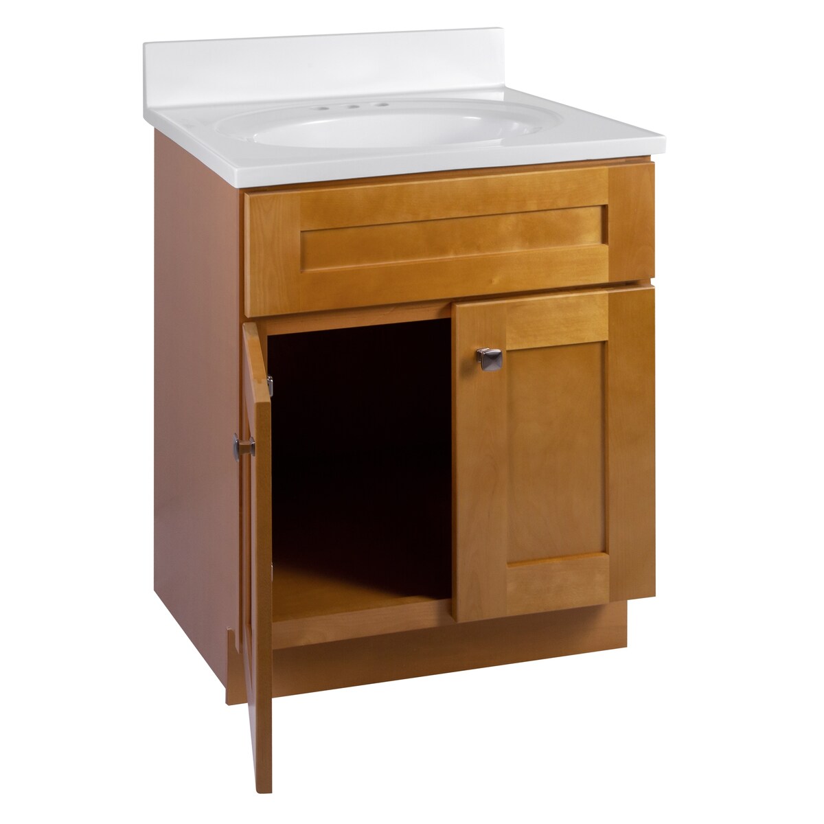 Design House 597864 Brookings Shaker 2-Door Bathroom Vanity with Cultured Marble 4 inch Centerset Solid White Top