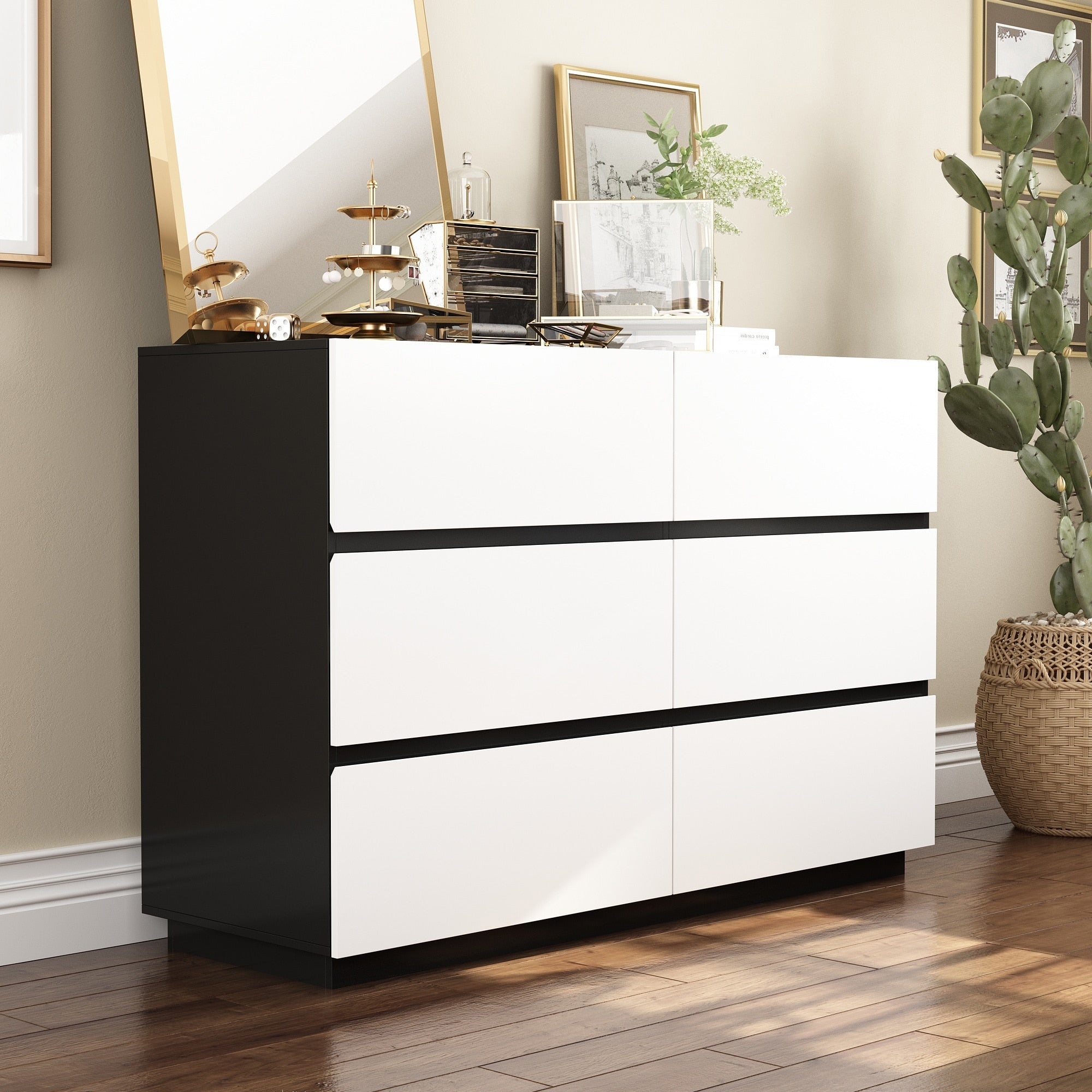 Design Spacious Drawer Dresser Drawer Organizer Handleless Design 9 Drawer
