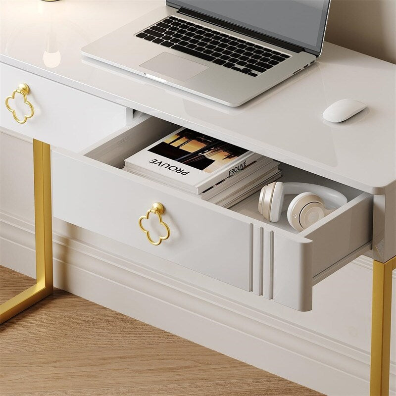 Design White Desk with Drawers
