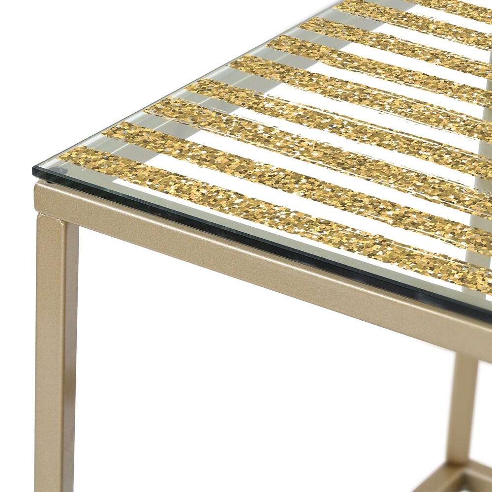 Designart 'Golden Horizontal Lines' Metal Glam Coffee Table
