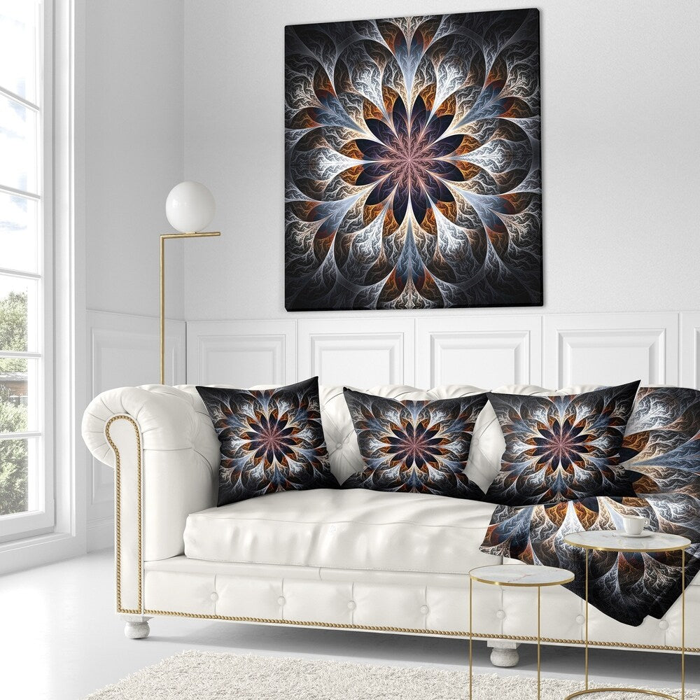 Designart 'Gray Brown Digital Art Fractal Flower' Floral Throw Blanket