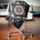 Designart 'Gray Brown Digital Art Fractal Flower' Floral Throw Blanket