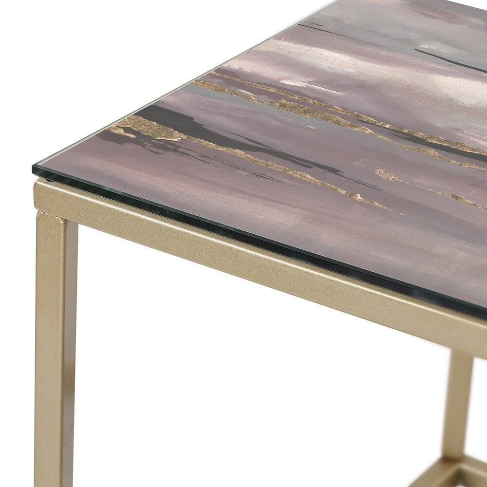 Designart 'Purple Glam Storm III' Metal Shabby Chic Coffee Table