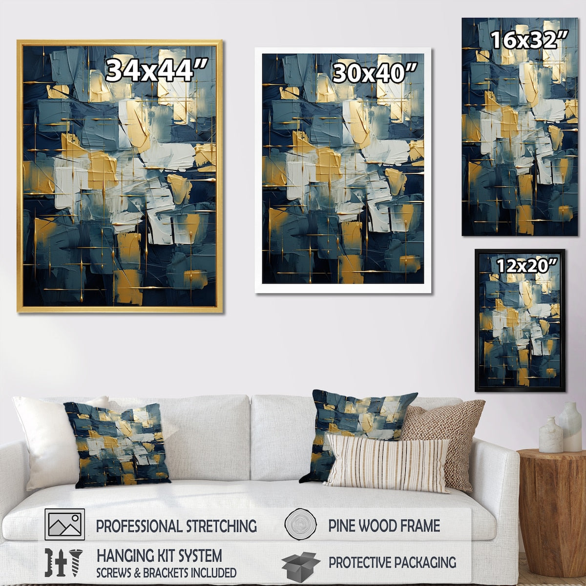 Designart " Comfort Of Glory Abstract Expressionism Blue I" Abstract Painting Framed Wall Decor