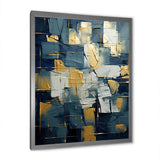 Designart " Comfort Of Glory Abstract Expressionism Blue I" Abstract Painting Framed Wall Decor