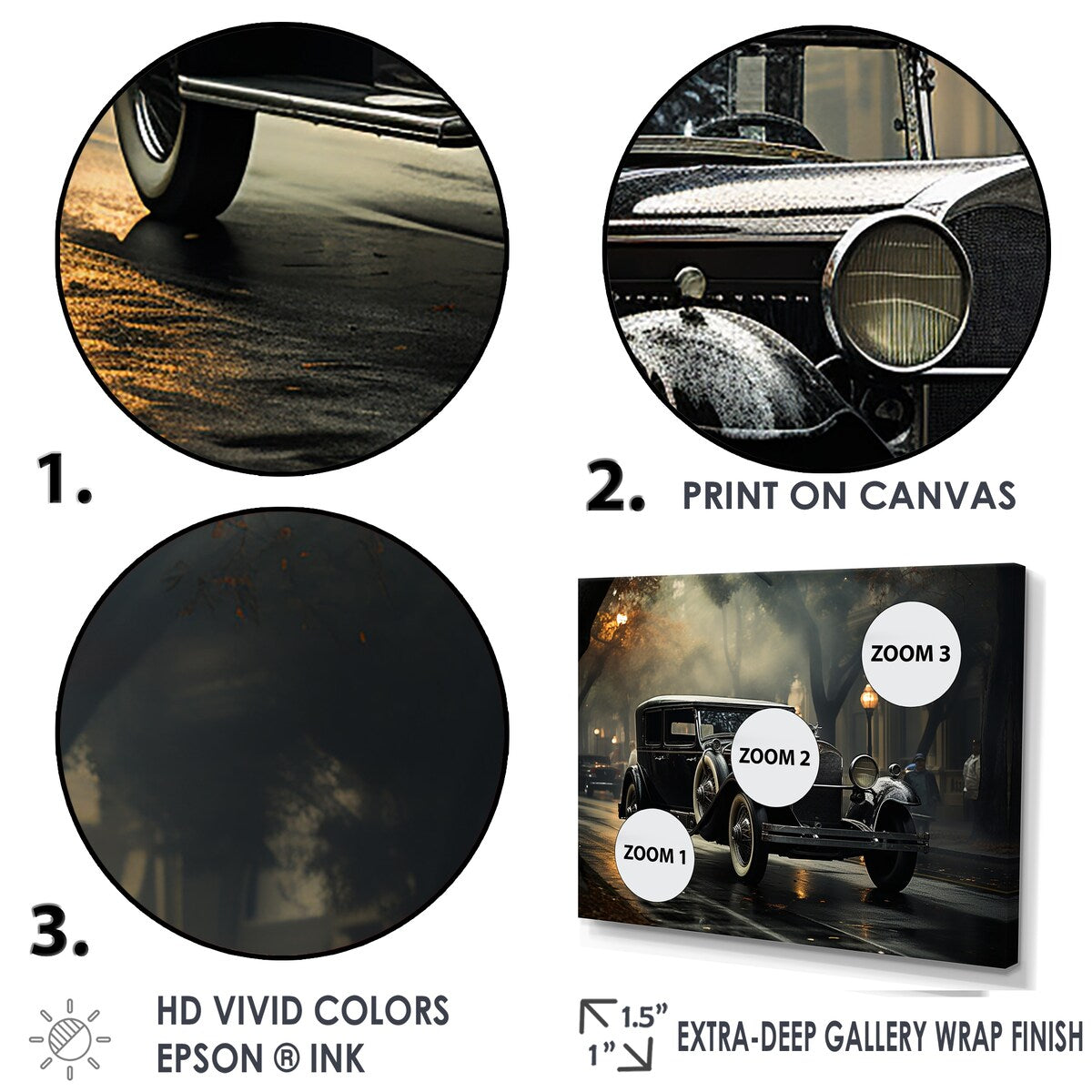Designart "1950S Car Monochrome Vintage I" Car Vintage Wall Art