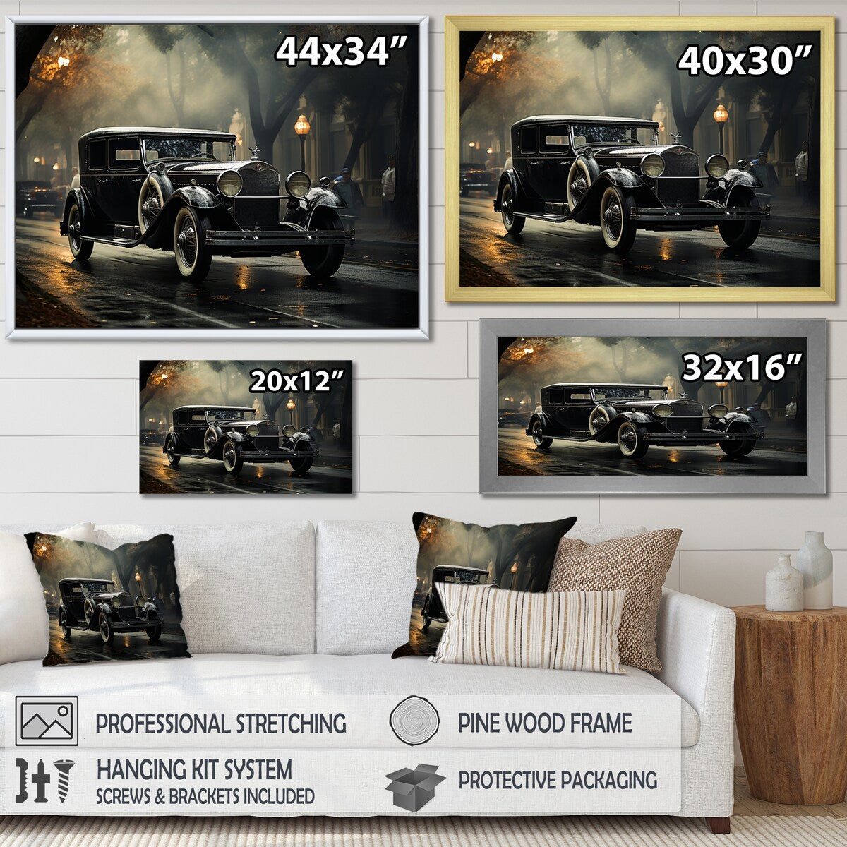 Designart "1950S Car Monochrome Vintage I" Car Vintage Wall Art