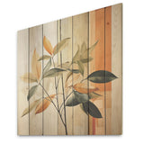 Designart "Abstract Apricot Leaves Collage" Leaves Wood Wall Decor Traditional Orange Wood Panel On Natural Pine Wood