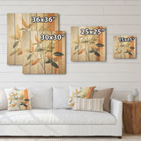 Designart "Abstract Apricot Leaves Collage" Leaves Wood Wall Decor Traditional Orange Wood Panel On Natural Pine Wood