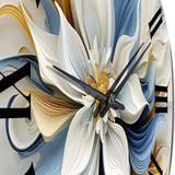 Designart "Abstract Blooming Magnolia White Amber Blue" Flowers Oversized Wall Clock